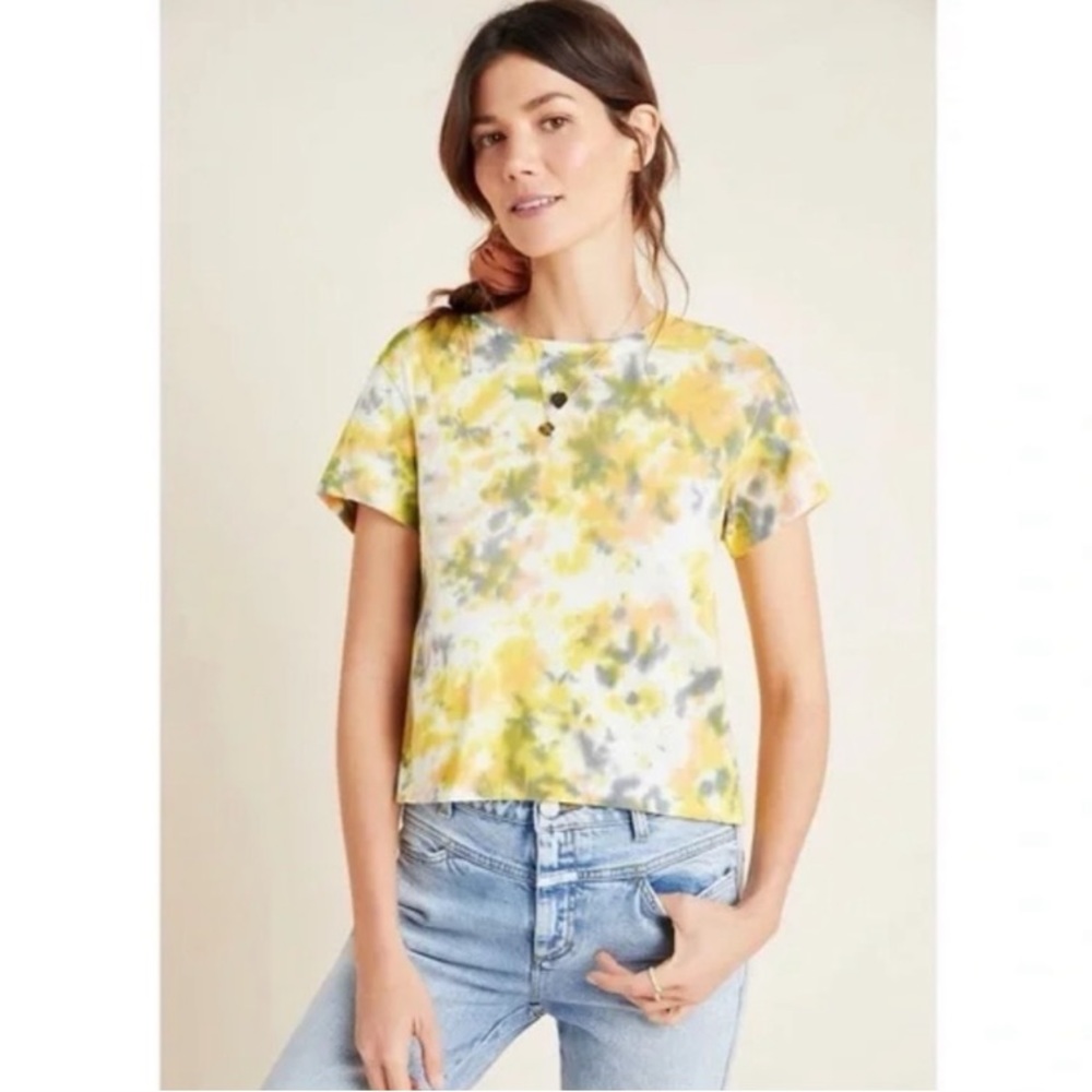 AGOLDE Linda Tie Dye Boxy Tee yellow black white crop relaxed comfortable bright - Picture 3 of 14